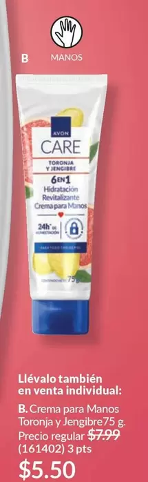 Avon - Crema para Manos Toronja y Jengibre