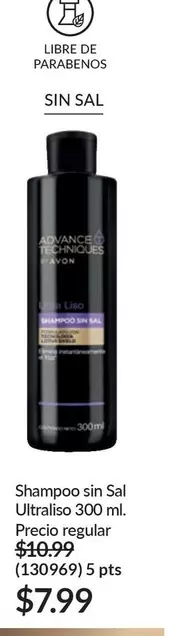 Avon - Shampoo sin Sal Ultraliso 300 ml