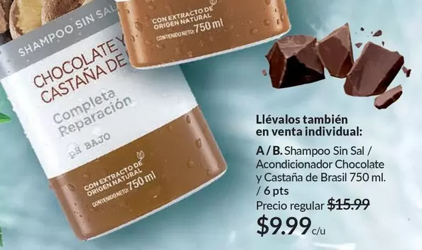 Brasil - Shampoo Sin Sal / Acondicionador Chocolate y Castaña de