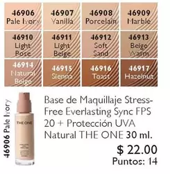 Free - Base de Maquillaje Stress- Everlasting Sync FPS 20+ Protección UVA Natural THE ONE 30 ml