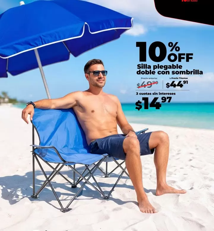 Silla plegable doble con sombrilla