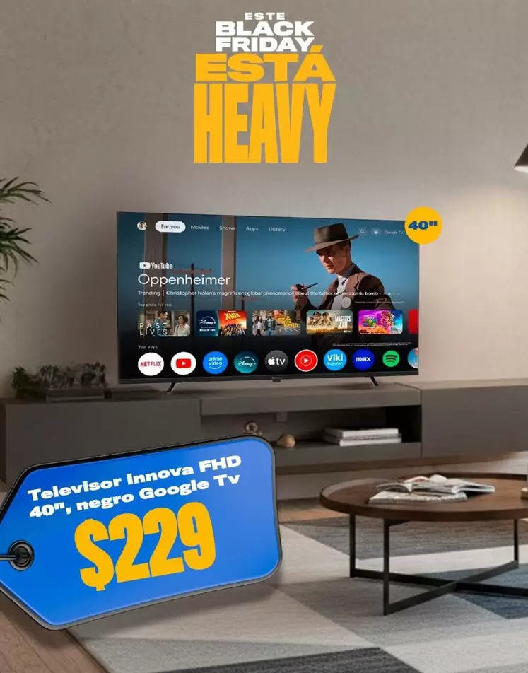 Innova - Televisor  FHD 40", negro Google Tv