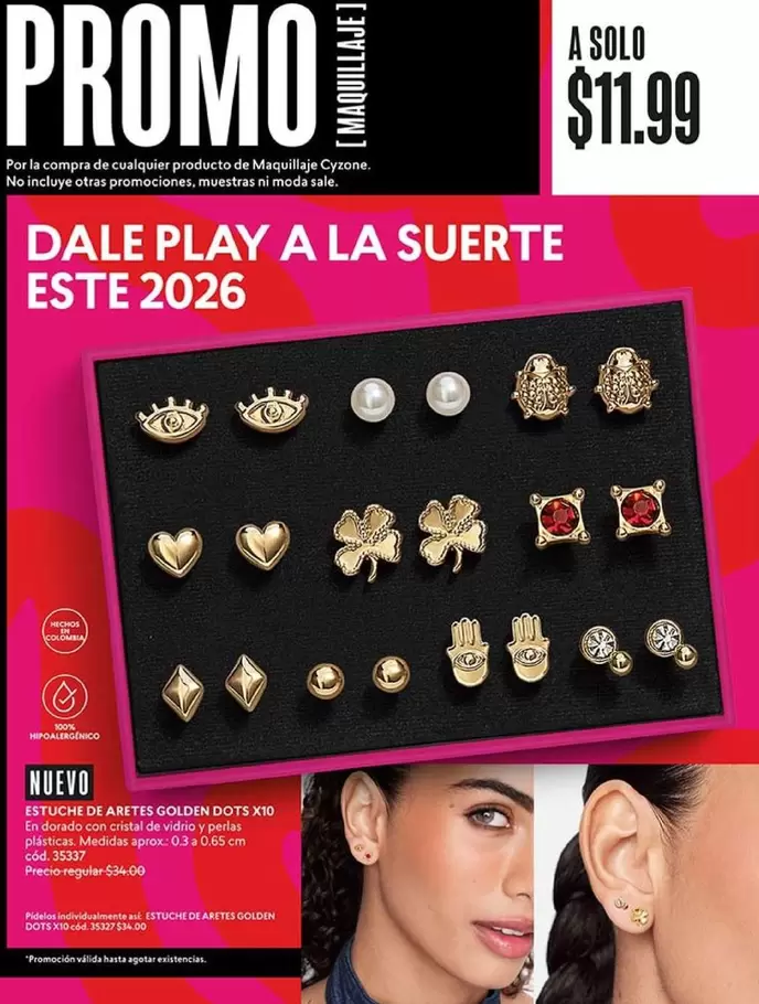 Play - ESTUCHE DE ARETES GOLDEN DOTS X10