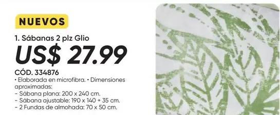 Sábanas 2 plz Glio
