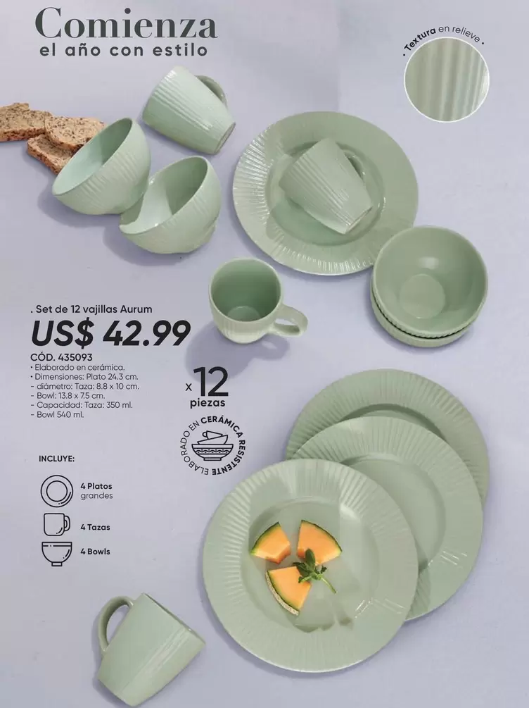 Set de 12 vajillas Aurum