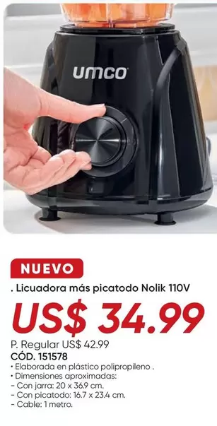 Umco - Licuadora más picatodo Nolik 110V