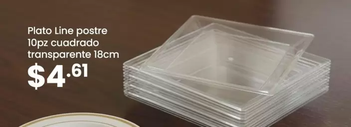 Line postre 10pz cuadrado transparente 18cm