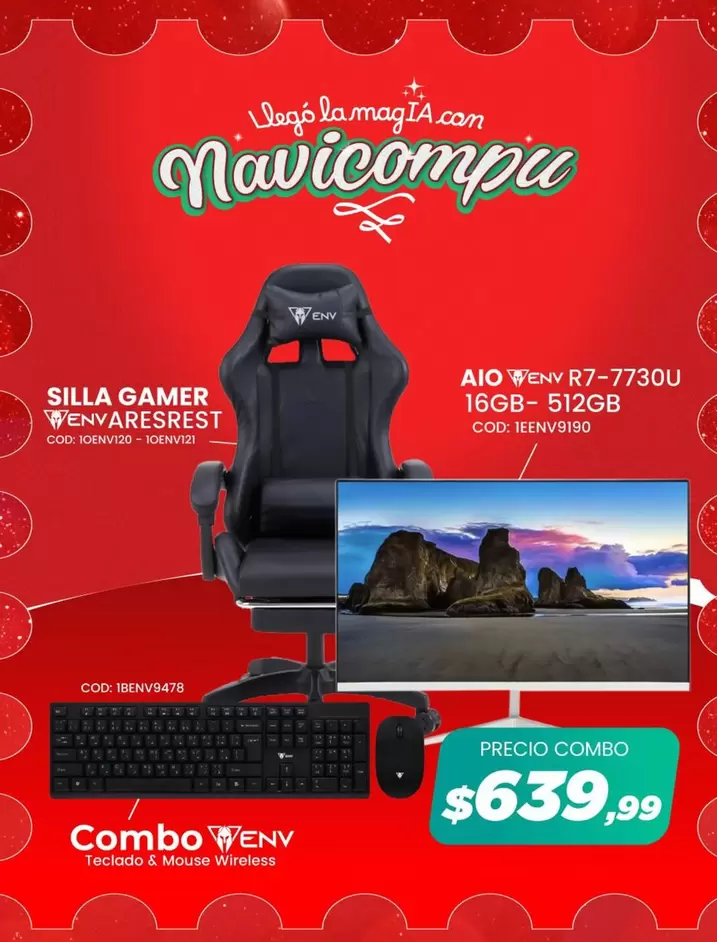 SILLA GAMER ENVARESREST, AIO R7-7730U 16GB- 512GB, Combo WENY