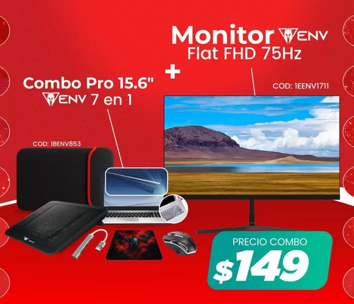 Pro - Combo 15.6", Monitor Flat FHD 75Hz