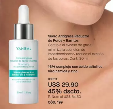 Yanbal - Suero Antigrasa Reductor de Poros y Barritos