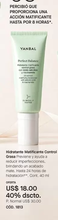 Yanbal - Hidratante Matificante Control