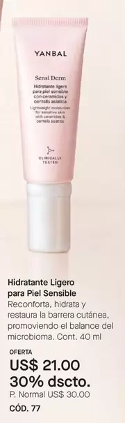 Yanbal - Hidratante Ligero para Piel Sensible