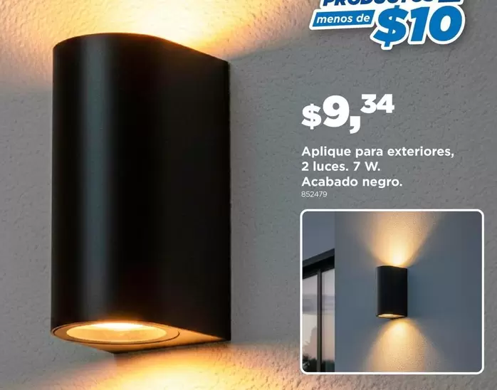 Negro - Aplique para exteriores, 2 luces. 7 W. Acabado negro.
