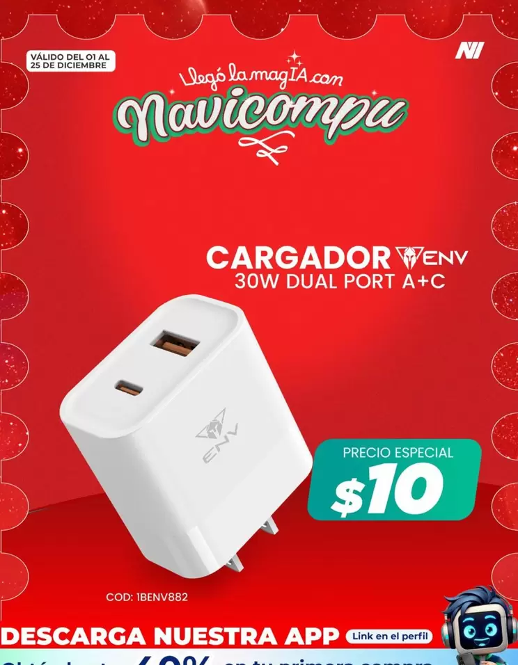 CARGADOR 30W DUAL PORT A+C