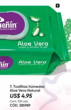 Toallitas húmedas Aloe Vera Natural