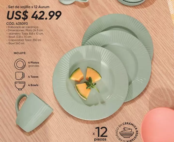 Set de vajilla x 12 Aurum