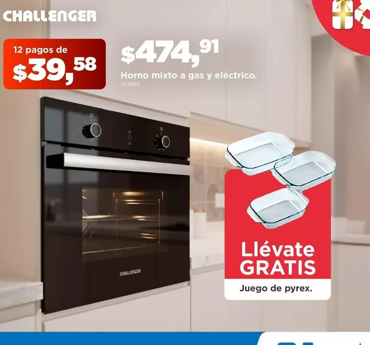 Horno mixto a gas y eléctrico.