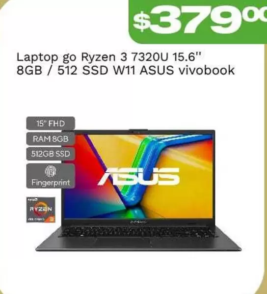 go Ryzen 3 7320U 15.6" 8GB / 512 SSD W11 vivobook