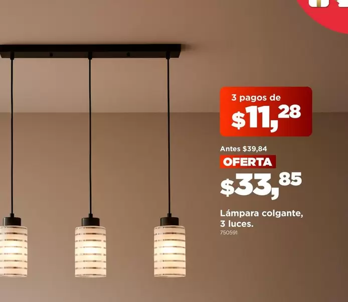Lámpara colgante, 3 luces.