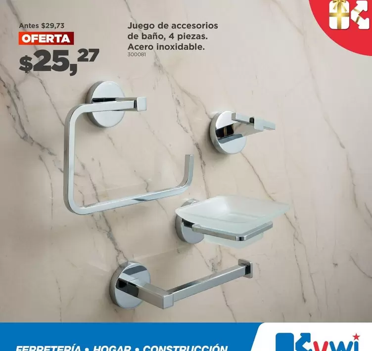 Juego de accesorios de baño, 4 piezas.