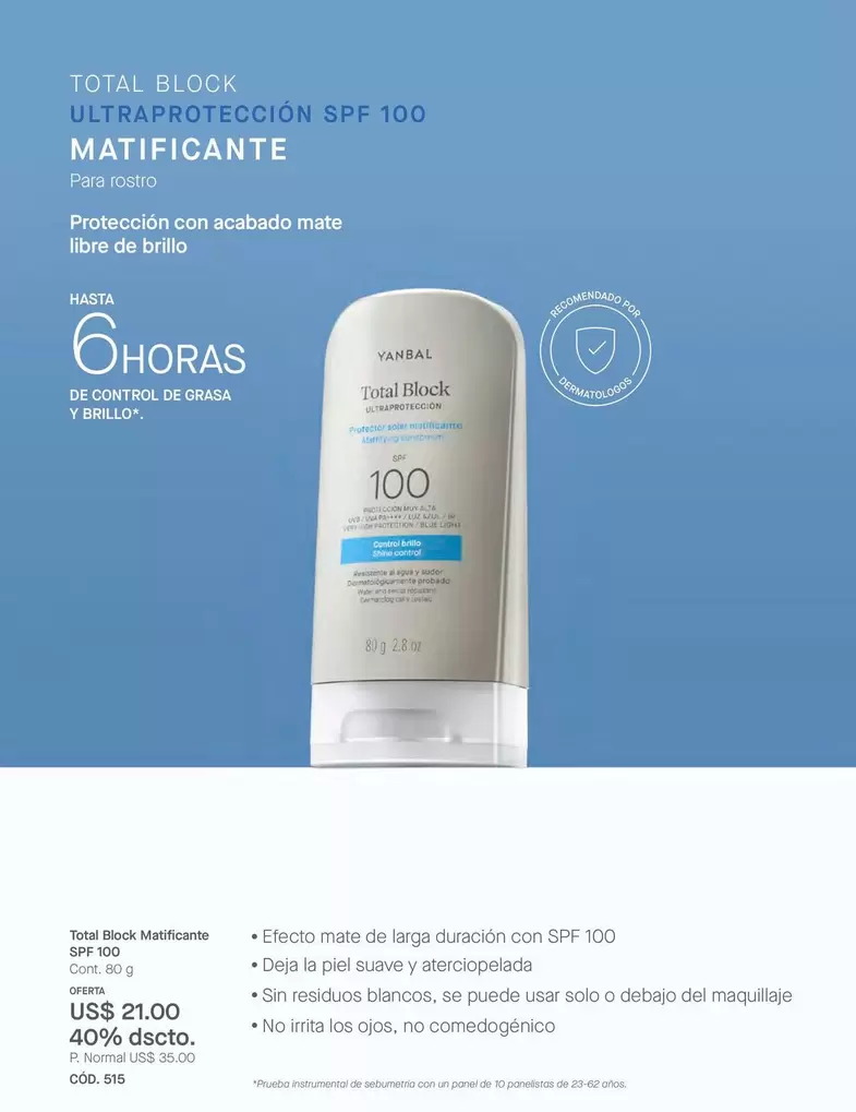 mate - Total Block Matificante SPF 100