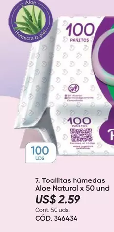 Toallitas húmedas Aloe Natural x 50 und