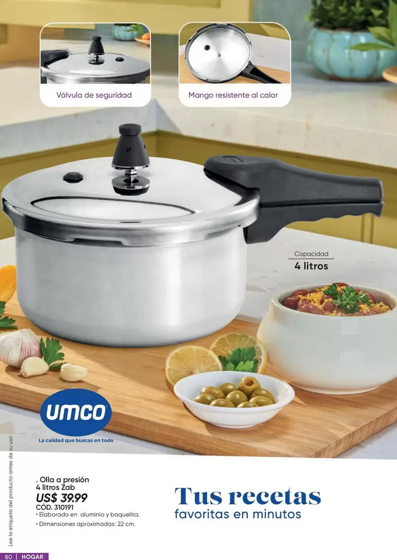 Umco - Olla a presión 4 litros