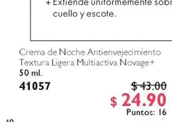 Crema de Noche Antienvejecimiento Textura Ligera Multiactiva Novage+ 41057