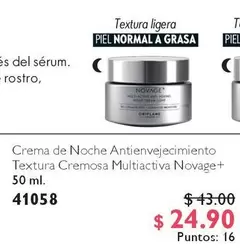 Crema de Noche Antienvejecimiento Textura Cremosa Multiactiva Novage+