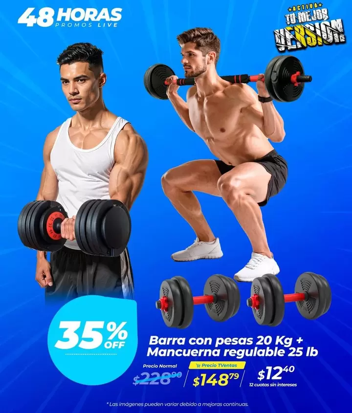 Imágenes - Barra con pesas 20 Kg + Mancuerna regulable 25 lb