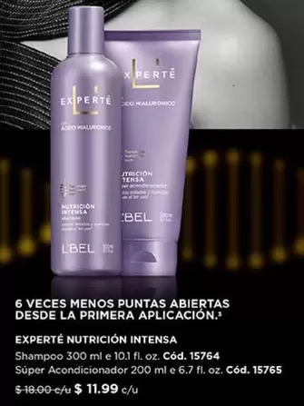 Nutrición Intensa Shampoo Cód. 15764, Super Acondicionador Cód. 15765