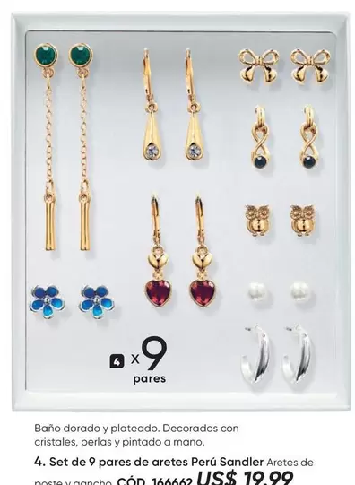 Set de 9 pares de aretes