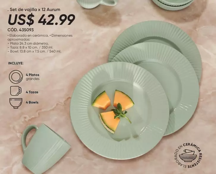 Set de vajilla x 12 Aurum