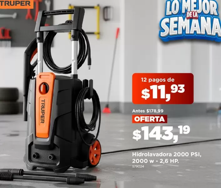 HP - Hidrolavadora 2000 PSI, 2000w - 2,6 .