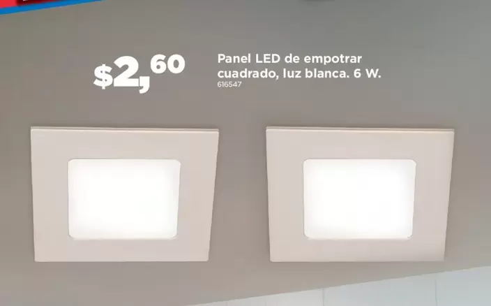 Blanca - Panel LED de empotrar cuadrado, luz blanca. 6 W.