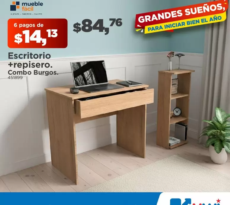 Escritorio +repisero. Combo Burgos.