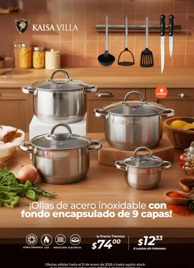 Ollas de acero inoxidable con fondo encapsulado de 9 capas