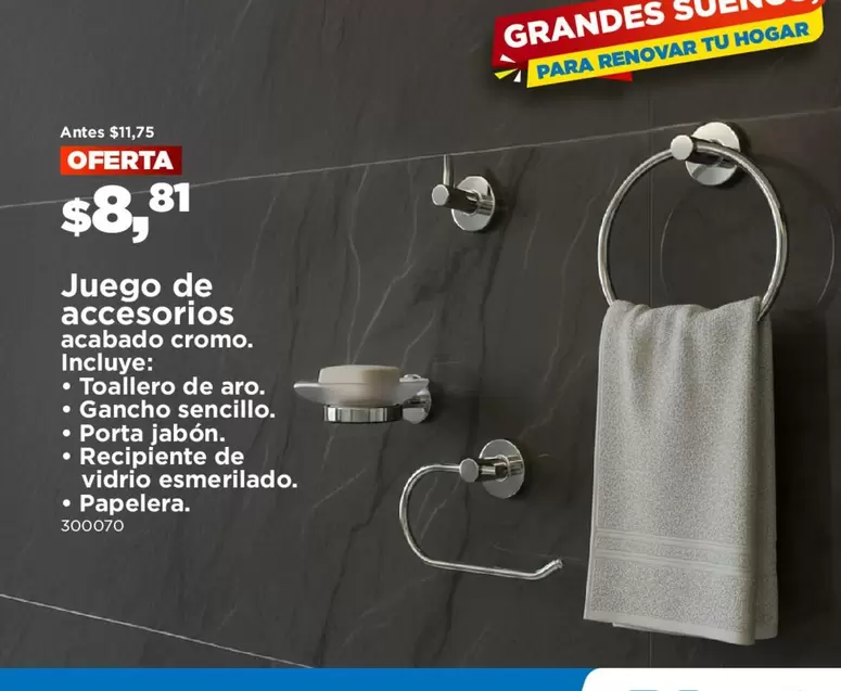 Porta - Juego de accesorios acabado cromo