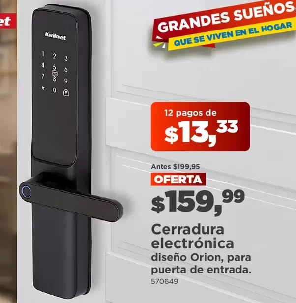 Cerradura electrónica diseño Orion, para puerta de entrada.