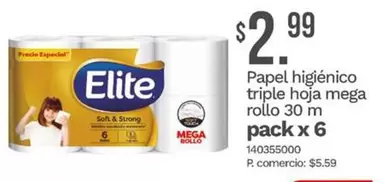 Papel higiénico triple hoja mega rollo 30 m