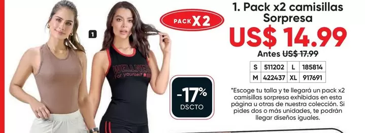 Pack x2 camisillas Sorpresa