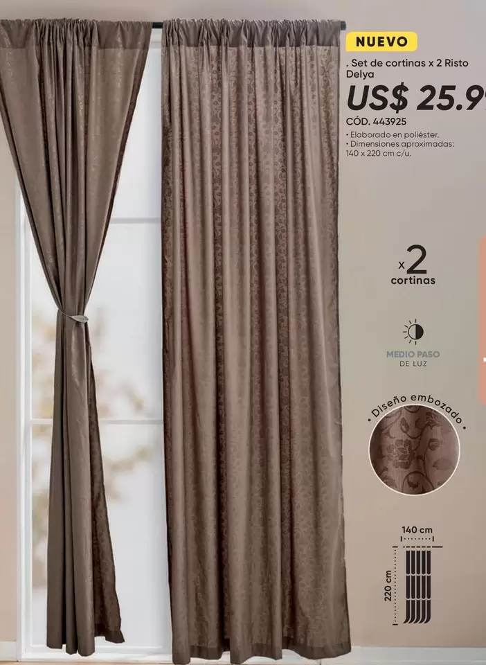 Set de cortinas x 2 Rata Delya