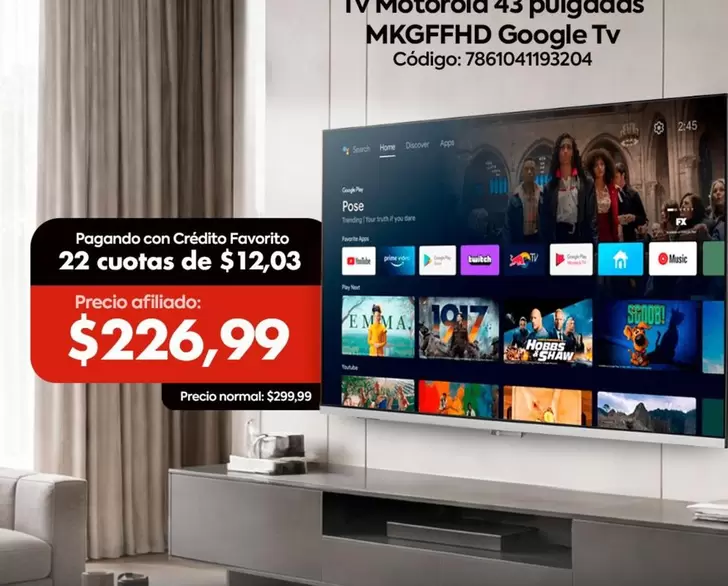 Discover - Motorola 43 pulgadas MKGFFHD Google Tv