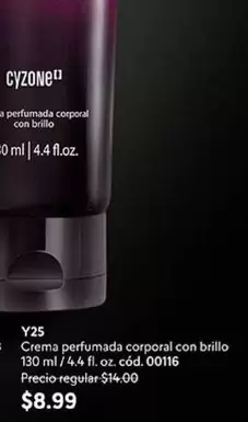 Crema perfumada corporal con brillo