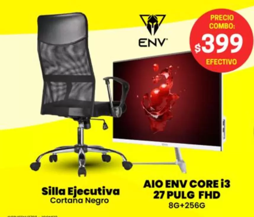 Negro - Silla Ejecutiva, AIO ENV CORE I3 27 PULG FHD 8G+256G