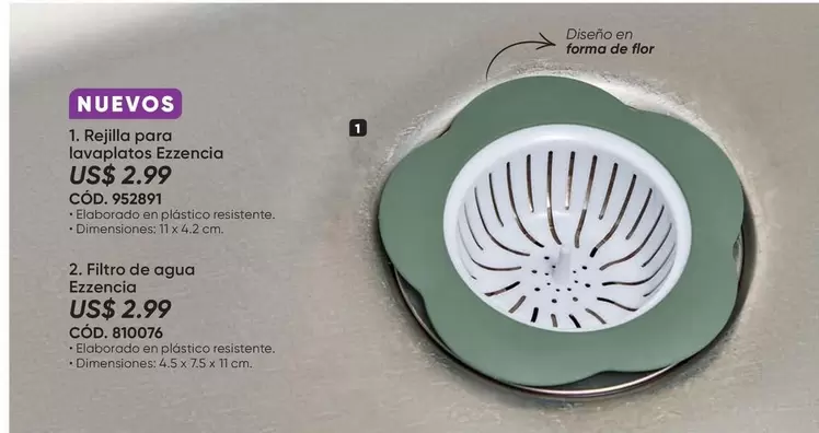 Flor - Rejilla para lavaplatos Ezzencia, Filtro de agua Ezzencia