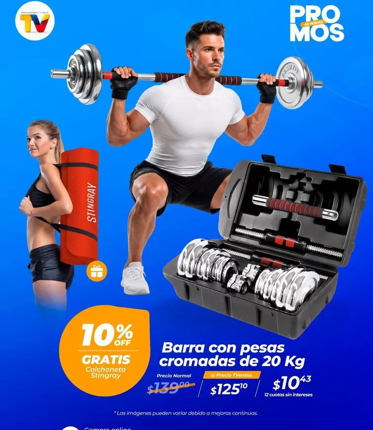 Imágenes - Barra con pesas cromadas de 20 Kg