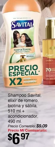 Sábila - Shampoo Savital, elixir de romero, biotina y sábila