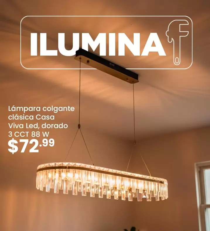 Lámpara colgante clásica Casa Viva Led, dorado 3 CCT 88 W