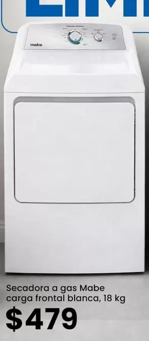 Blanca - Secadora a gas Carga frontal blanca, 18 kg